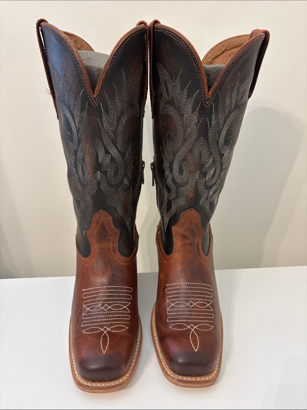 Freebird by Steven Brown and Black Leather Heeled Cowboy Boots